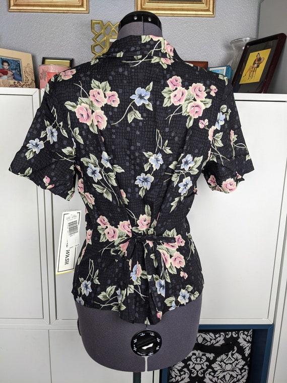 1990's Deadstock Sag Harbor Floral Blouse sz S - image 4