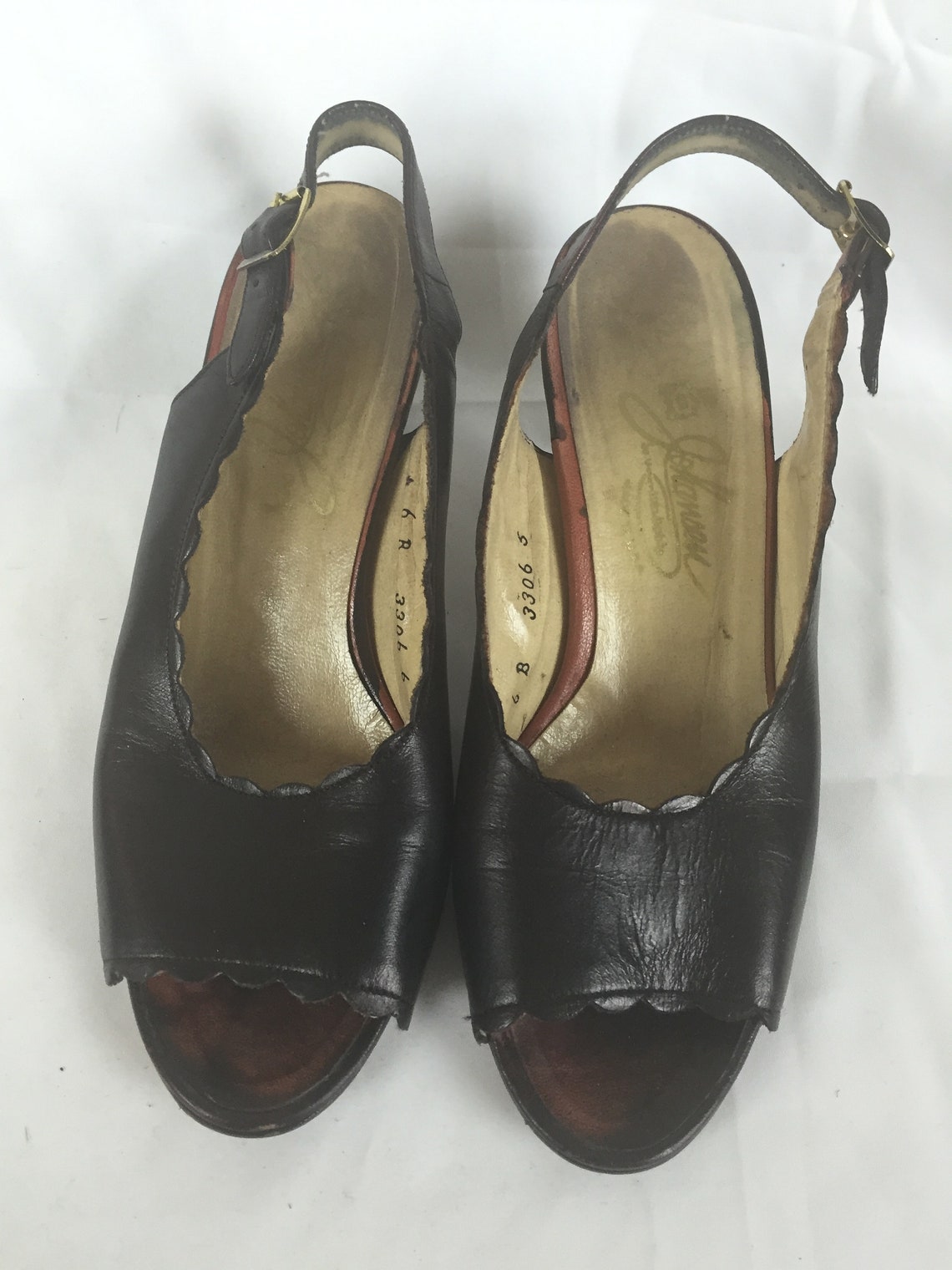 1950's Brown Leather Slingbacks sz 5.5/6 | Etsy