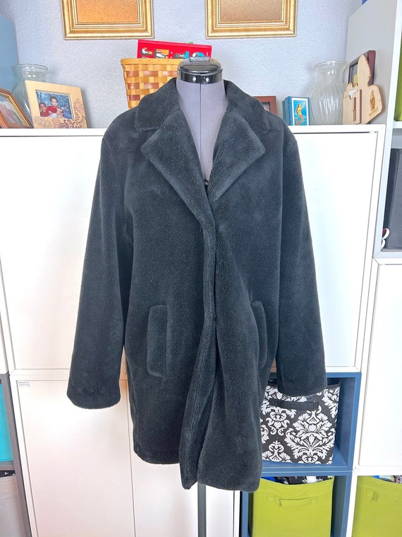 1990's Black Fuzzy Winter Coat sz M