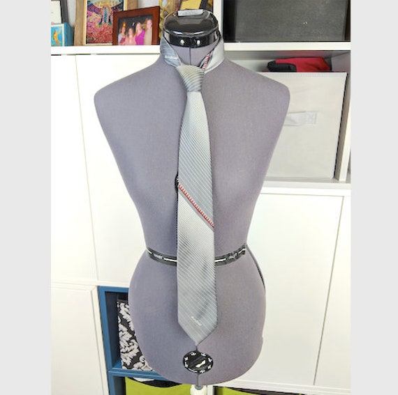 1970's Hardy Amies Gray Striped Tie - image 1