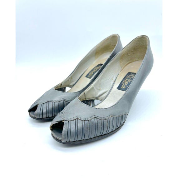 1980 s Nickels Gray Peep Toe Pumps Etsy