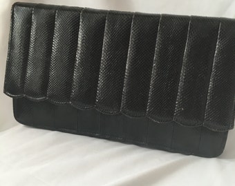 1980's Black Eel Skin Clutch