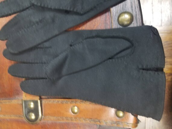 1950's Black Cotton Gloves sz 6.5 - image 3