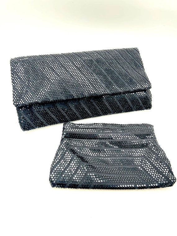 1960's Black Metallic Mesh Clutch Set