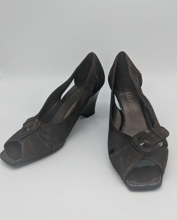 1990's Deadstock Vaneli Brown Suede Wedges sz 7