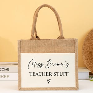 Personalised Teacher Tote Bag,Custom Teacher Stuff Bag,Teacher Burlap Bag,Teacher Gift,Thank You Teacher Gift,Teacher Appreciation Gift Idea