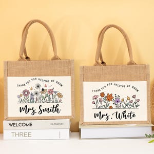 Teacher Gifts, Personalised Teacher Tote Bag, Custom Teacher Name Bag, End of Term Gift, TA Gift, School Leaver Gift, Thank You Teacher Gift