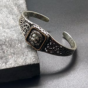 Silver Lion Head Cuff Bracelet, Men Handmade Cuff Bracelet, Adjustable Cuff Bangle, Animal Cuff Bracelet, Lion Head Bangle, 925k Silver