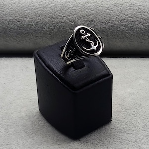 Handmade Silver Ship Anchor Nautical Ring For Men, Silver Sailor Anchor Signet Ring, Captain Anchor Ring, Vintage Jewelry, Gift For Him