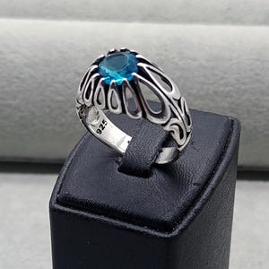 Men Silver Sapphire Blue Stone Ring, Vintage Handmade Turkish Ring, Ottoman Style Ring , 925k Sterling Silver Ring, Gift For Him, Men Gift