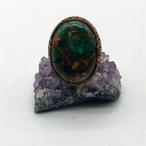Silver Ottoman Large Ring , Oval Big Malachite Stone Ring , Natural Malachite Ring , Natural Gemstone Ring , 925k Sterling Silver Ring