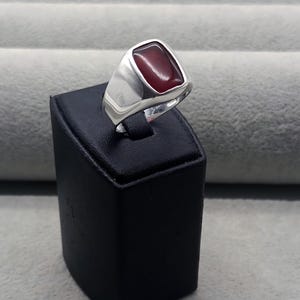 Men&#39;s Black Agate Ring, Wedding Ring for Men, Square Agate Ring, Minimalist Ring, 925 Sterling Silver Ring, Gift for Men