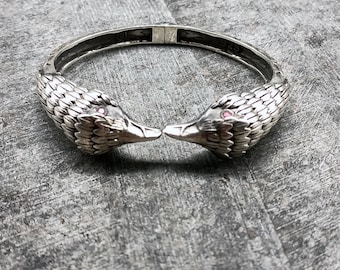 Handgemaakte sterlingzilveren adelaar-manchetarmband: unisex wildlife-sieraden, persoonlijk cadeau