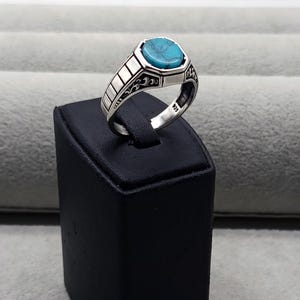 Man Handmade Ring , Natural Turquoise Stone Ring , Turkısh Handmade ottoman Style Ring , 925k Sterling Silver Ring , Gift For Him