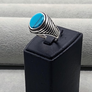 Anillo hecho a mano para hombre, anillo de piedra turquesa natural, anillo turco de estilo otomano hecho a mano, anillo de plata de ley 925k, regalo para él