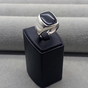 Men Black Onyx Signet Ring , Wedding Ring For Men , Square Onyx Ring , Minimalist Signet Ring , 925k Sterling Silver Ring , Gift For Him
