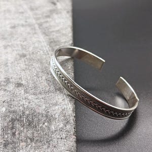 Männer Silberarmband , Handgemachtes Manschettenarmband , Sterling Silber Armband , Verstellbares Silberarmband , 925k Sterling Silber Vintage Armband