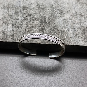 Men&#39;s 925 Sterling Silver Braided Cuff Bracelet - Handmade Vintage Style Adjustable Jewelry - Perfect Gift for Him on Any Occasion