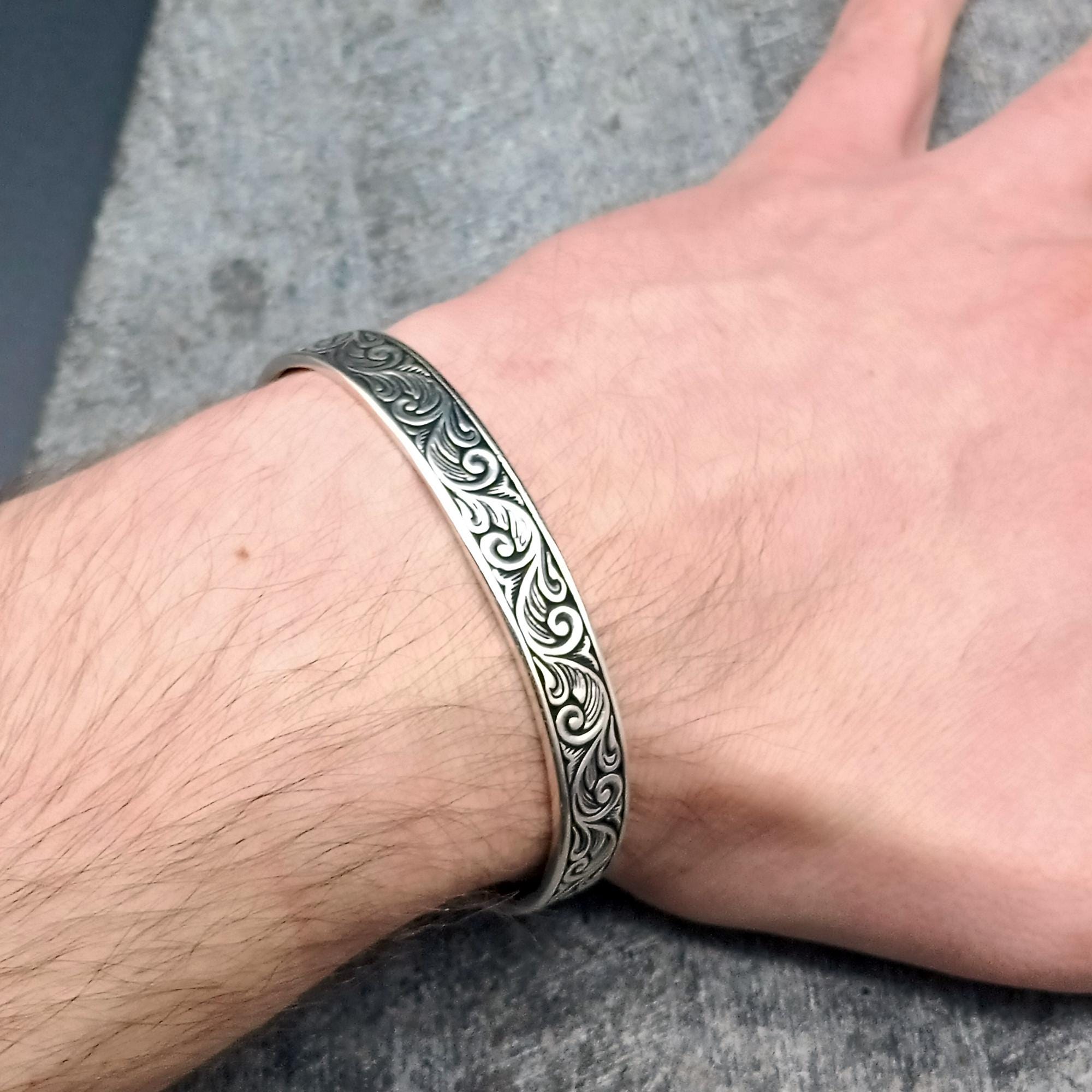 ハンドメイドスターリングシルバーカフブレスレット：ヴィンテージ