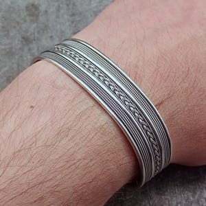 Männer Silberarmband , Handgemachtes Manschettenarmband , Sterling Silber Armband , Verstellbares Silberarmband , 925k Sterling Silber Vintage Armband
