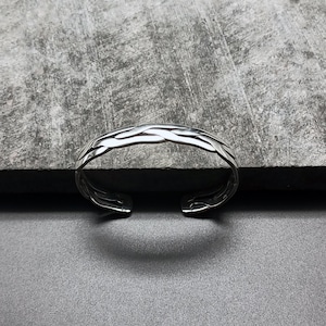 Handmade Sterling Silver Braided Cuff Bracelet: Adjustable 925 Silver Bangle