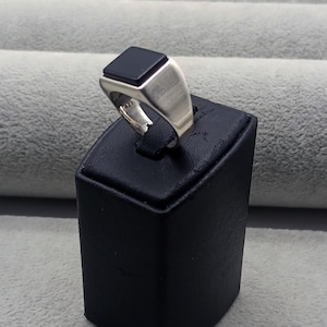 Black Onyx Signet Ring: Handmade 925 Sterling Silver Minimalist Jewelry