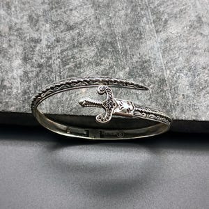 Sword Silberarmband, Handmade Cuff Armband, verstellbares Silberarmband, verstellbares Silberarmband, 925 Sterling Silber Vintage Armband