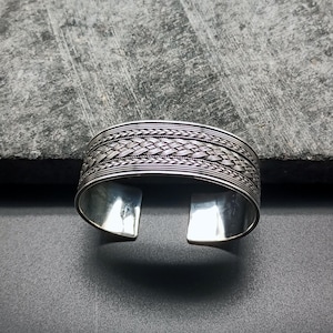 Adjustable Men’s 925 Sterling Silver Bracelet | Handmade Vintage Silver Cuff Jewelry | Timeless Style, Valentine&#39;s Day Gift, Gift for Him