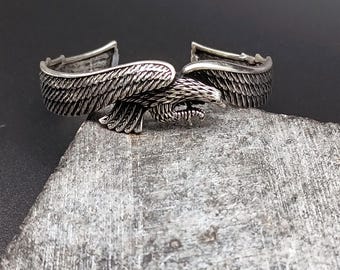 Handmade Sterling Silver Eagle Cuff Bracelet - Unisex Wildlife Jewelry, Personalized Gift