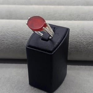 Red Agate Ring for Men, Wedding Ring for Men, Oval Agate Ring, Minimalist Ring, 925 Sterling Silver Ring, Gift for Men