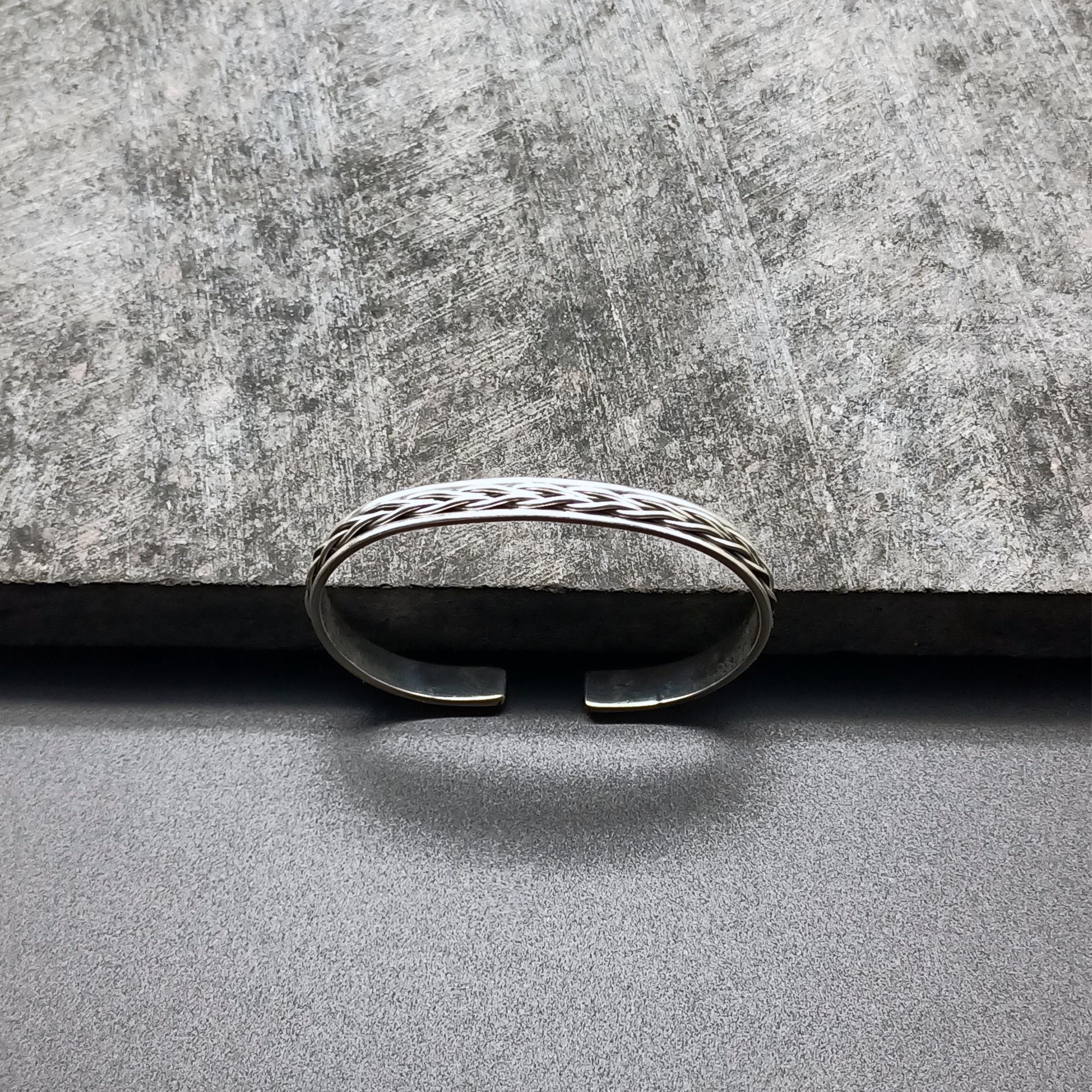 Men's 925 Sterling Silver Braided Cuff Bracelet - Handmade Vintage Style Adjustable Jewelry - Perfect Gift for Him on Any Occasion