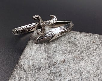925 Sterling Silber Schwert Armband: Verstellbare Manschette, Männer Geschenk