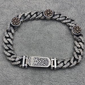 Sterling Silver Byzantine Chain Bracelet: Mens Gothic Biker Jewelry
