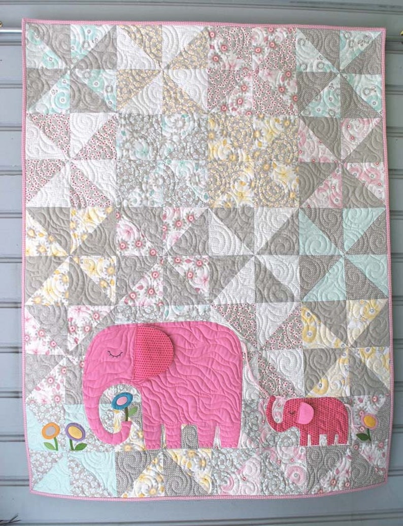 PDF E is for Elephant Quilt Pattern in a Digital PDF image 1