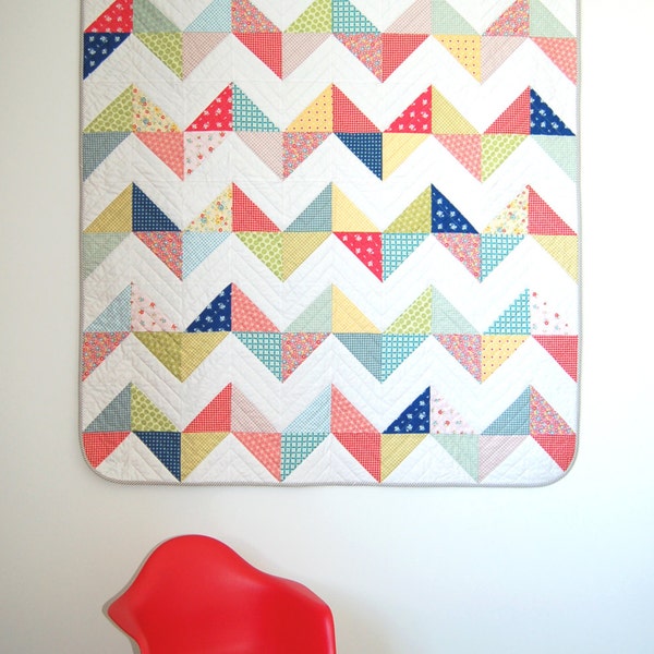 Sunny Chevron Quilt Kit in the small Throw Size Very Beginner Friendly