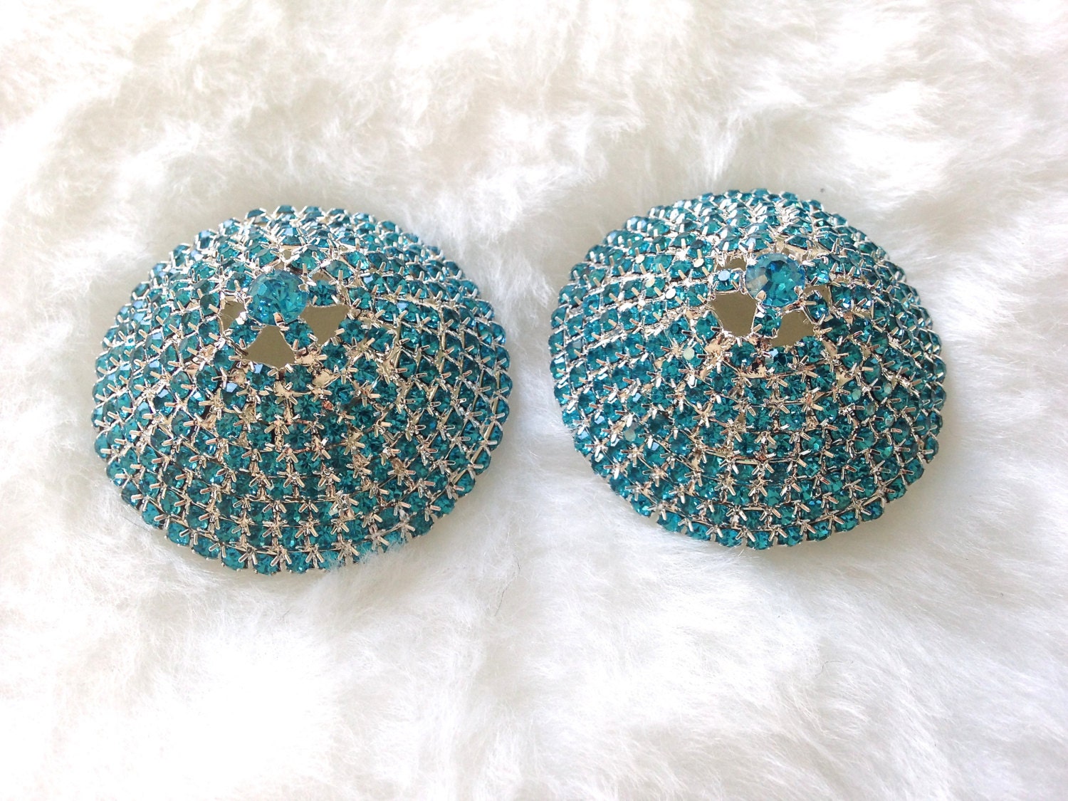 Rhinestone Aqua Blue nipple pastie covers tassels lingerie Etsy