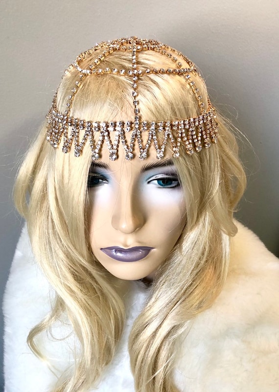 rhinestone cap headpiece