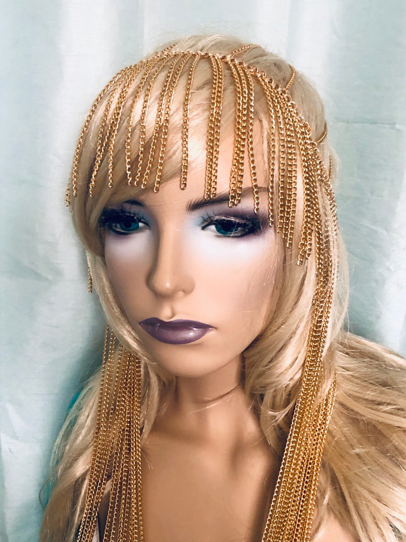 Gold Chain Headdress Head Peice Body Chain Hair Jewelry | Etsy