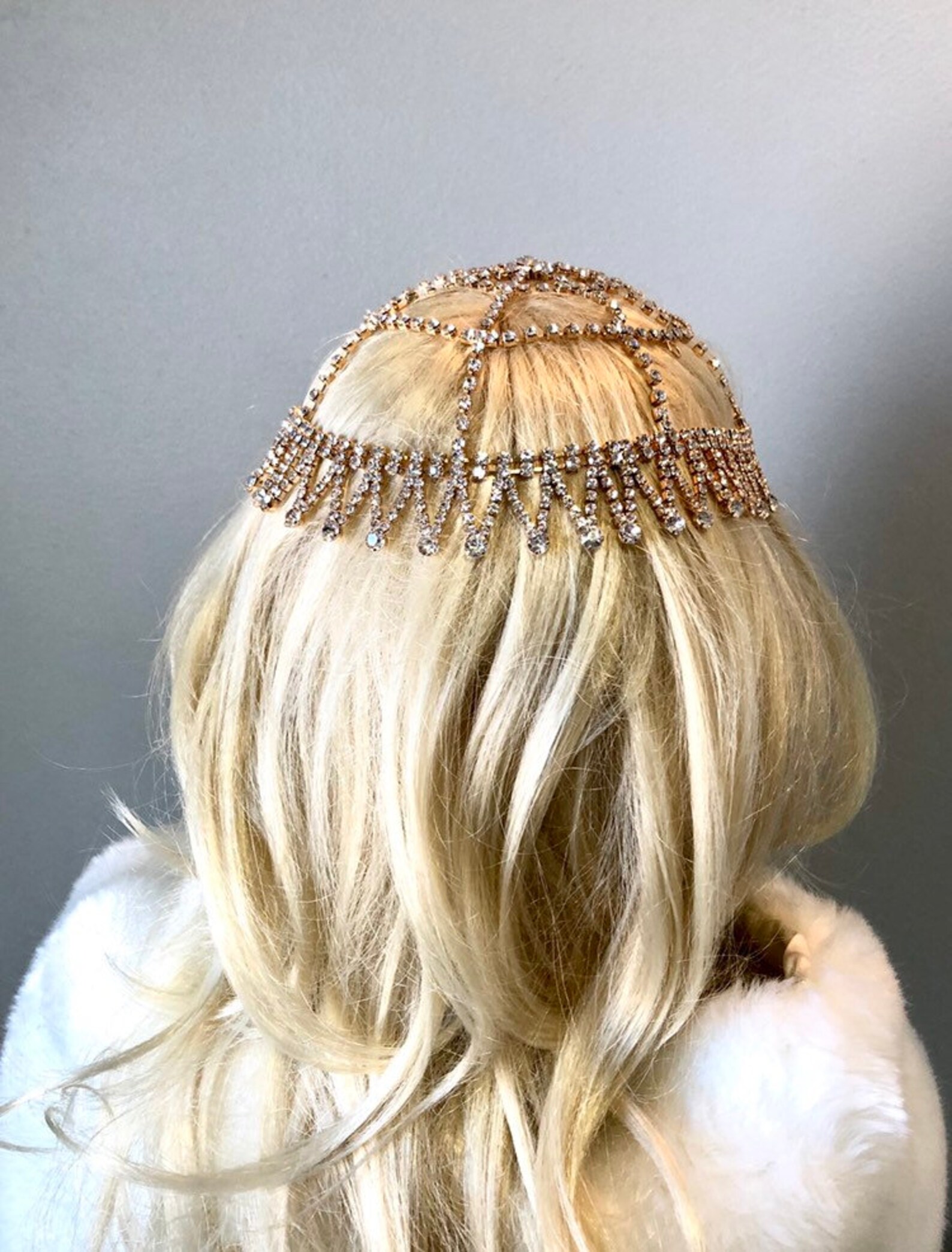 Gold rhinestone headdress Crystal head accessory boho gypsy Etsy