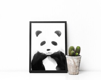 Panda Bear Black and White PRINTABLE Digital Artwork Boy Girl - Etsy