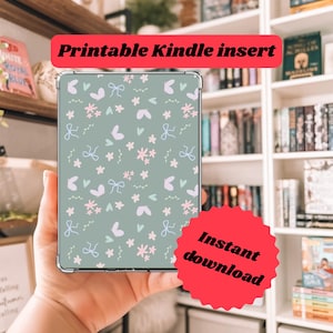 Cottagecore Kindle Insert: Green Floral, Butterflies (Digital Download)