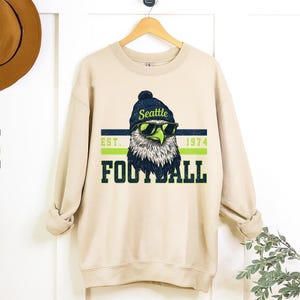 Seattle vintage voetbalshirt, Seahawk sportfankleding, trendy Game Day-cadeau, uniseks voetbalsweater