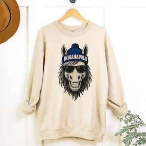 Vintage Indianapolis Football Mascot Sweatshirt, Trendy Indianapolis Football Fan Gifts, Indianapolis Football Game Day Crewneck