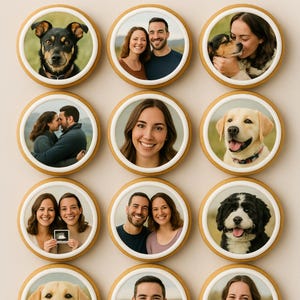 Adornos comestibles personalizados con imágenes: 1.250, 1.5 pulgadas, 1.875 pulgadas, 2 pulgadas, 3 pulgadas y muchos más. Cupcakes, galletas, cake pops, láminas de glaseado precortadas.