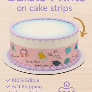 Custom Edible Strips-(3) pcs Size 2.5x10.5 PRECUT Custom Sizes Available