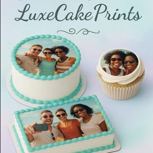 Custom Edible Photo Cake Topper: Heart Shaped Frosting Prints