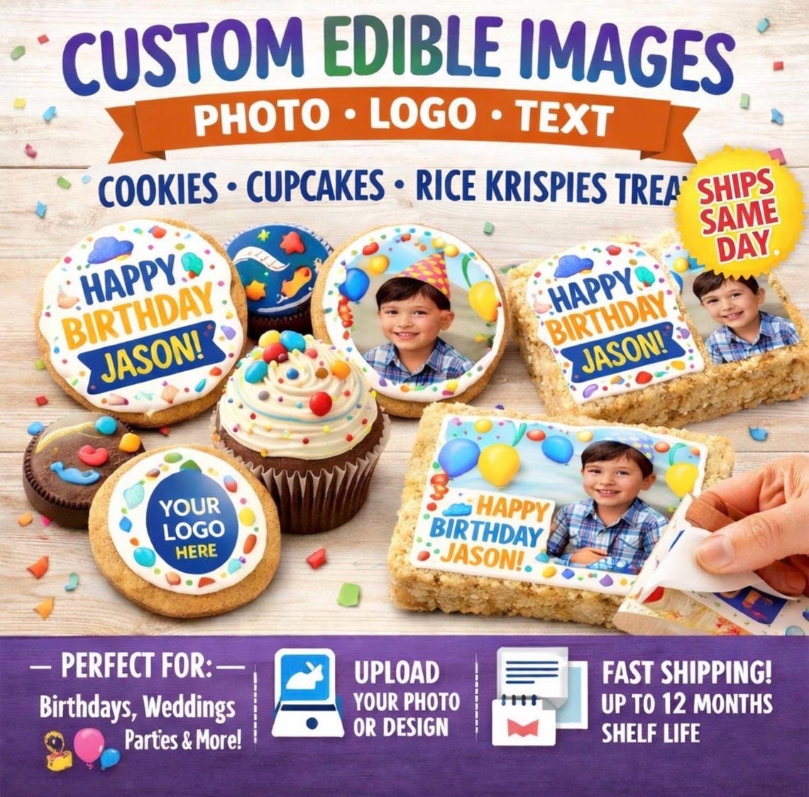 Custom Edible Photo Cake Toppers: Personalized Frosting Sheet Cupcake ...