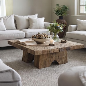 Handcrafted Rustic Wood Coffee Table: Farmhouse Living Room Accent