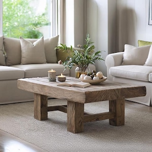 Handcrafted Rustic Wood Coffee Table: Farmhouse Living Room Accent