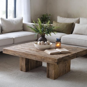 Handcrafted Rustic Wood Coffee Table: Farmhouse Living Room Accent